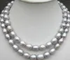 Piękny 11-13mm Naturalny Tahitian Silver Grey Pearl Necklace 32inch Choker