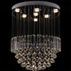 Modern Crystal Ceiling Chandelier Lighting Round Pendant Lamp GU10 Light Fixture With Crystalls Tube AC110-240V
