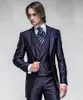 2018 Novo Italian Tailcoat Design Jantar Prom Azul Marinho Homens Terno Slim Fit Ternos De Casamento Para Homens Noivo Smoking Noivo (jaqueta + calça + colete)