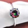 Luckyshine Woman Jewelry Round Rainbow Mystic Topaz Gemstone Pierścionki 925 Silver Rainbow Cyrkon Pierścienie zaręczynowe # 7 # 8 # 9