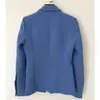 Högkvalitativ ny mode 2018 Designer Blazer Jacket Kvinnors Klassiska Metall Lion Knappar Dubbelbröst Blazer Lake Blue L18101302