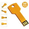 Wholesale 50pcs 1GB USB 2.0 Flash Drives Metal Key Flash Memory Stick for PC Laptop Macbook Thumb Storage Pen Drives Blank Media Multicolors