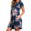 Sommar O Neck Women Mini Dress Floral Print Kortärmad Klänningar Party Vestido