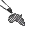 Cool Men Collana Hip Hop Acciaio inossidabile Black Gun Placcato oro CZ Collana con ciondolo mappa Africa per uomo donna NL-563