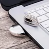 Бесплатная доставка серебристый кристалл в форме сердца 16 г 32 г 64 г USB 2.0 флэш-накопители достаточно флэш-памяти флэш-накопитель для ноутбука ноутбук Mac