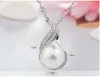 Micro Pave Zircon Diamond Freshwater Pearl Teardrop Hängen Passande Kedja Halsband Authentic S925 Ren Silver Eleganta Smycken För Kvinnor