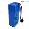 36V 12Ah E-Bike Battery For 18650 3000mAh Built-in 15A BMS Lithium Battery pack 36v With Charger 2A Electric Bicycle Battery