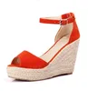 Summer Women Sandals Peep Toe Suede Bohemia Style Wedges High Heels Lady Sandal Ankle Strap Platform Pump Shoes Cover Heels