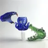 Kleurrijke Animal Glass Bong Bowl met Hookah 14mm 18mm Mannelijke Dikke Pyrex Groene Blauwe Snake Octopus Krokodil Roken Water Pijpen Herb Tabak Kommen