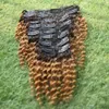 100g 9 PieceSet Ombre 1B27 Brasileiro Kinky Curly Clipe em extensões de cabelo 100 cabelo humano virgem 7153130