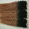 Ombre Tape In Human Hair Extensions Extensions de cheveux bouclés crépus T1B / 27 Cheveux humains sur ruban adhésif PU Trame de peau Invisible 120pcs 16 18 20 "