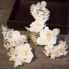 Korea Bridal Hair Combs Clips Dziewczęta Białe kwiaty opaski do włosów ślubne Właski grzebień Włosy Kobiet Dress Banquet Headpiece HEAPRES Włosy AC266R