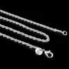 seller 12 pcs 3 mm flash hemp rope silver chain necklace high quality 925 sterling silver plated charm unisex