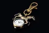 Moda erkek kadın at kolye anahtarlık anahtar yüzüğü kuvars cep saati bronz kolye canlı koşu sevimli hayvan kuvars analog pocke4906940