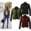 PUSEKY Moda Sonbahar Kadın Ordu Yeşil Bombacı Ceketler Parkas Serin Fermuar Aşağı Ceket Palto Streetwear Patchwork Biker Dış Giyim