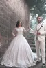 Mhamad New Said Lace Jurken Parels kralen applique lange mouwen hof trein trouwjurk bruidsjurken vestido de novia