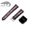 Sostituzione cinturino Apple Watch in vera pelle di alligatore fatta a mano con chiusura adattatore in acciaio inossidabile per Apple Watch S1/S2/S3 42MM Marrone