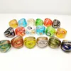 18 PCS mélangés au hasard avec des anneaux de glaçure colorés Anneau de couleur de feuille d'or chaud Murano plus 17-19 mm