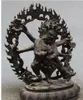 12" Velho Tibete Budismo Templo de bronze stand 6 braços Mahakala Buddha estátua de Ganesha