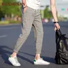 Kuangnan Casual Plaidbyxor Män Drawstring Streetwear Ankellängd Harembyxor Män Joggers 5XL Kläder 2018 Höst