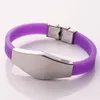 Men Women Lovers Cool Stainless Steel Tag Glow Silicone Bracelet 20PCS Wholesale