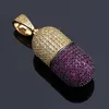 Neue Hip Hop Bunte Pille Flasche form Halskette Kann Kapseln Anhänger Kubischen Zirkon Halskette Iced Out Abnehmbare Unisex