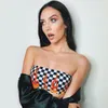 2018 Zomer Vrouwen Sexy Strapless Tube Top Printed Bandeau Mouwloze Crop Top Jaded London Flames Geruite Wrap Chest