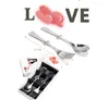 New Fashion Wedding Favors Gifts Heart Shape Stainless-Steel Fork Spoon 2 Pieces in One Set