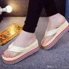 2017 new summer fashion high-heeled women slippers beach shoes home slippers towels thick bottom flip flops