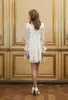 로맨틱 레이스 짧은 웨딩 드레스 긴 슬리브 바트 우 하이 허리 라인 미니 신부 가운 우아한 커스텀 크기 2021164