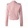 Giacche da donna New Fashion Women Autunm Wine Leather Bomber Lady Motorcycle Cool Cappotto esterno con cintura Vendita calda