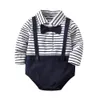 INS baby Clothing romper girl boy gentleman stripped boy romper girl Lolita romper spring fall baby clothes