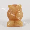 10ピースTopaz Owl Gemstone工芸品刻まれたストレス癒しの癒しの黄色い翡翠石の装飾ギフト家のコレクション装​​飾1.5 "2.0"