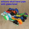 Cheap Silicone Glass Bong Dab Oil Rigs Mini Smoking skull Pipe Hand Pipes Mini Waterpipe Small Silicone Water Bongs