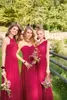 Frühling Sommer Rot Lange Brautjungfernkleider Spitze Chiffon Plissee Hochzeitsgast Kleid Plus Size Elegante Abendkleider Nach Maß