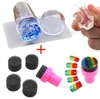 1 Wyczyść galaretki Stamper + 1 Gąbka Stamper Silikonowy Suszarka do Nail Art z Cap Transparent 2.8cm Narzędzie Paznokci