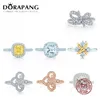 Dorapang 100% 925 Srebrny Oryginalny Geometryczny Glitter Cyrkon Ring Red Faughion Bow Róbr Rose Gold Pierścień Kobiety Prezent Oryginalna Biżuteria