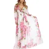 McCkle Women Floral Print Bohemia Beach Long Sukienka wiosna lato plus size szyfonowy maxi sukienka z długim rękawem 4 kolory sukienki kobiety