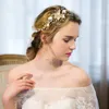 Delicate Gold Pearl Jewelry Headband Tiara Wedding Hair Vine Accessories Handmade Floral Bridal Headpiece Women Headbands