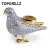 TOPGRILLZ New Style Iced Out Gold Color Plated Two Tone Micro Pave Zircon Pigeon Pendant Necklace Hip Hop Jewelry for Men Women