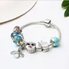 Mode 925 Sterling Silver Blue Murano Lampwork Glass European Charm Beads Rainbow Clouds Dangle Convient Pandora Charm Bracelets Collier