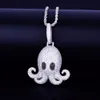 Iced Animal Pctopus Хип-Хоп Кулон С Кубинской Цепью Золото Серебристый Цвет Bling Кубический Циркон мужские Ожерелья Ювелирные Изделия Для Подарка