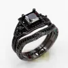 Choucong Brand Lovers Sapphrie 5A Zircon stone 10KT Black Gold Filled 2 Wedding band Ring Set Sz 5-11 Regalo Envío gratis