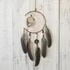 Attrape-rêves fait à la main avec pendentif hibou Double anneau plumes carillon éolien Bar mariage maison tenture murale décor cadeau Regalo