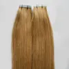 Bande de cheveux brésilienne blonde dans les extensions de cheveux humains droites 100g 40pcs / Set extensions de cheveux de bande de trame de peau blonde miel 4b 4c