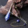 Lapis Lazuli Cadı'nın Değnek Noktası Sarkaç Bronz Kefalet Zincir Şifa Faceted Reiki Ücretli Taş Rönesans Doğal Lapis Ortaçağ Kolye