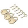 1Set Metal Old Vintage Style Mini Padlock Small Luggage Box Key Lock Copper Color Lot Of 3 Home Usage Hardware Decoration