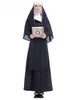 Halloween kostymkläder för vuxna Christian Nun Cosplay Black Dress Cape Party Vintage Kläder Gratis frakt