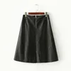 New design fashion women high waist pockets a-line knee length pu leather umbrella skirt plus size XSSMLXLXXL