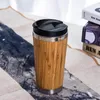 Gobelet en bambou naturel rond de tasse à vide durable de 450 ml avec couvercles bouteilles d'eau en acier inoxydable vente directe d'usine 38kt BB